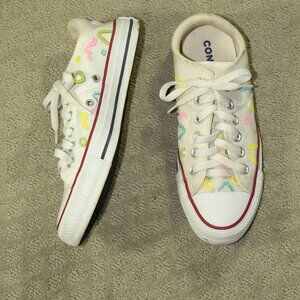 Converse Low Top Women's Size 7 White Custom Painted Sneakers